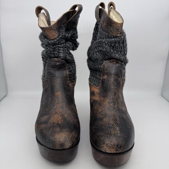 Bed Stu Womens Bruges Boot Bootie Size 9 Distressed Brown Wedge Boho Western - Picture 2 of 15